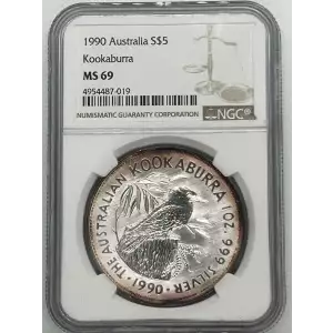 1990 Australia 1oz Silver Kookaburra NGC MS69