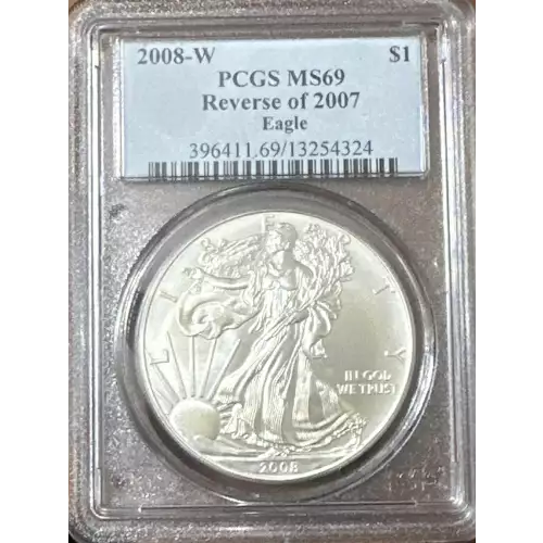 2008-W $1 Burnished Silver Eagle Reverse of 2007