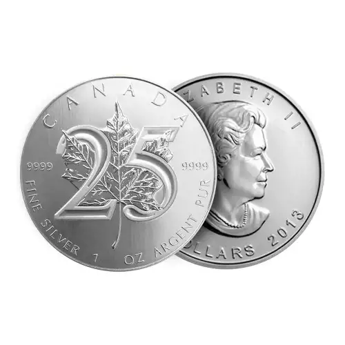 2013 1oz Canadian Silver Maple Leaf 25th Anniv