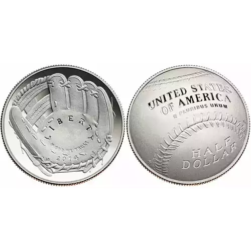 2014 S Baseball Hall of Fame Proof Clad Half Dollar- Box & COA (2)