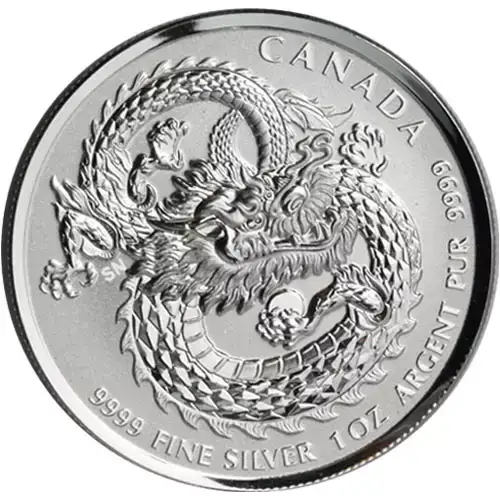 2019 1 oz $5 Canadian Lucky Dragon High Relief Silver Coin