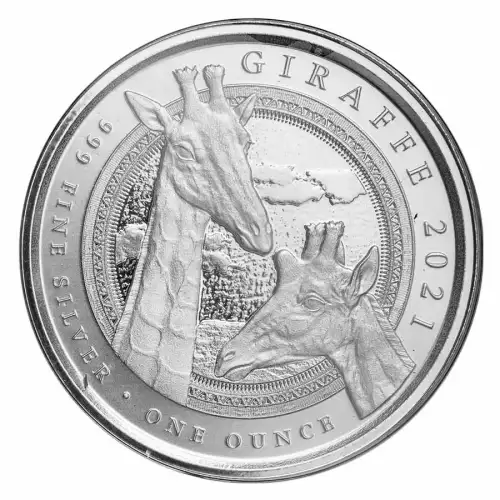 2021 Equatorial Guinea 1 oz Silver Giraffe (Prooflike) 1000 Francos (2)