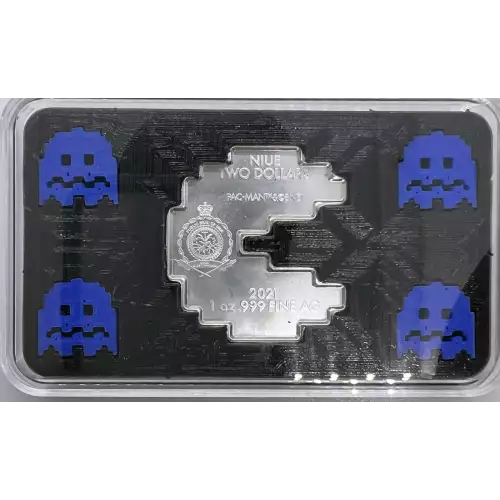 2021 Niue 1 oz Silver $2 PAC-MAN™ Shaped In CUSTOM CASE PAC STACK Stackable Coin (2)