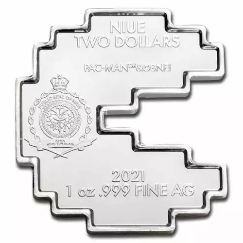 2021 Niue 1 oz Silver $2 PAC-MAN™ Shaped PAC STACK Stackable Coin