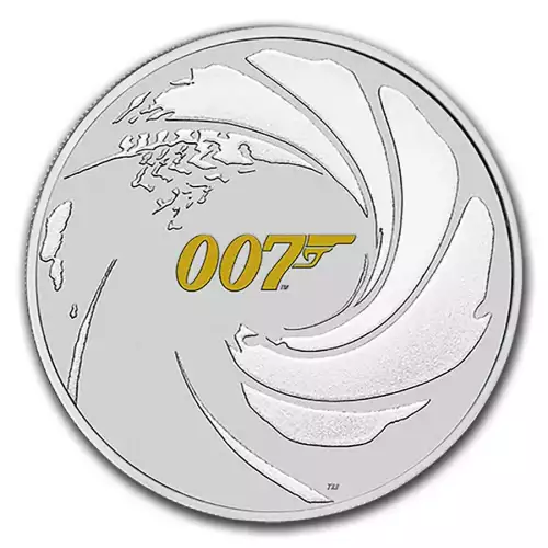2021 Tuvalu 1 oz Silver James Bond Gold Logo 007 Coin (2)