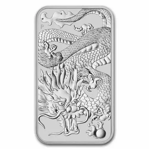 2022 Australia 1oz Silver Dragon Rectangular $1 Coin Bar