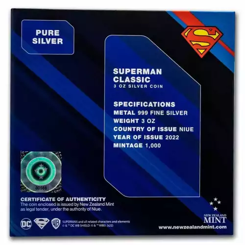 2022 Niue 3oz Silver Proof Coin $10 DC Classics SUPERMAN™ (4)
