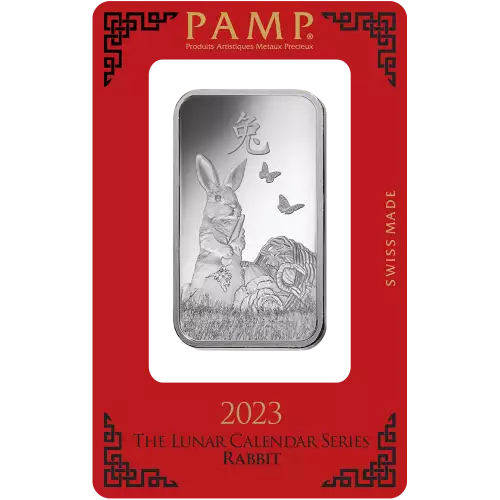 2023 1oz PAMP Silver Bar: Lunar Year of The Rabbit (2)