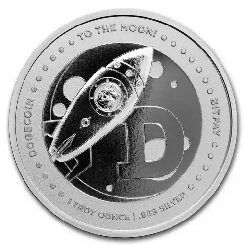 Dogecoin Doge 1oz Silver Round Dog To The Moon