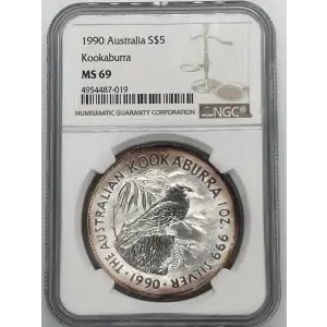 1990 Australia 1oz Silver Kookaburra NGC MS69